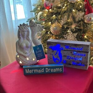 Nightlight Mermaids with Mermaid Dreams wood block